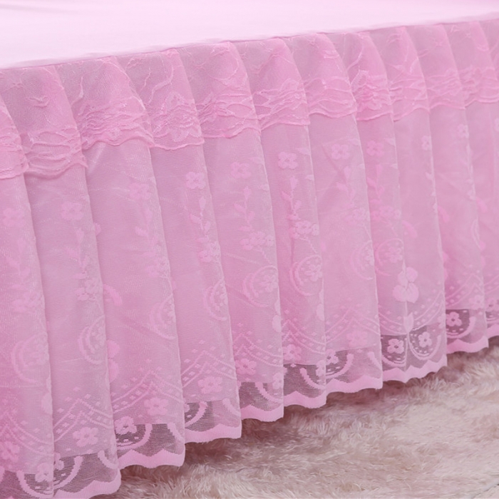 91家纺网 家纺一手货源 找家纺 情恒家纺 2019新款蕾丝床裙系列月满花香 粉色