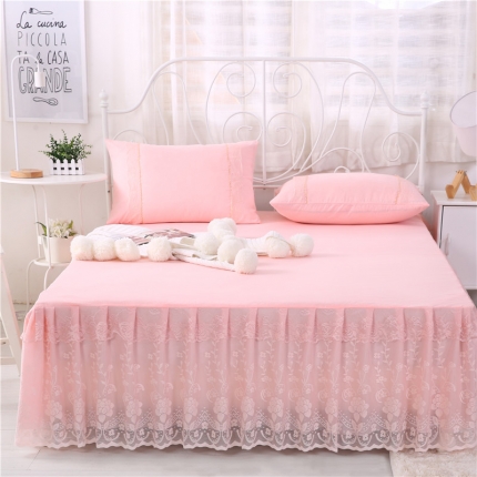 91家纺网 家纺一手货源 找家纺 情恒家纺 2019新款蕾丝床裙系列月满花香 玉色