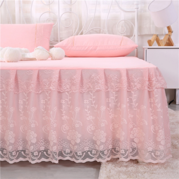 91家纺网 家纺一手货源 找家纺 情恒家纺 2019新款蕾丝床裙系列月满花香 玉色