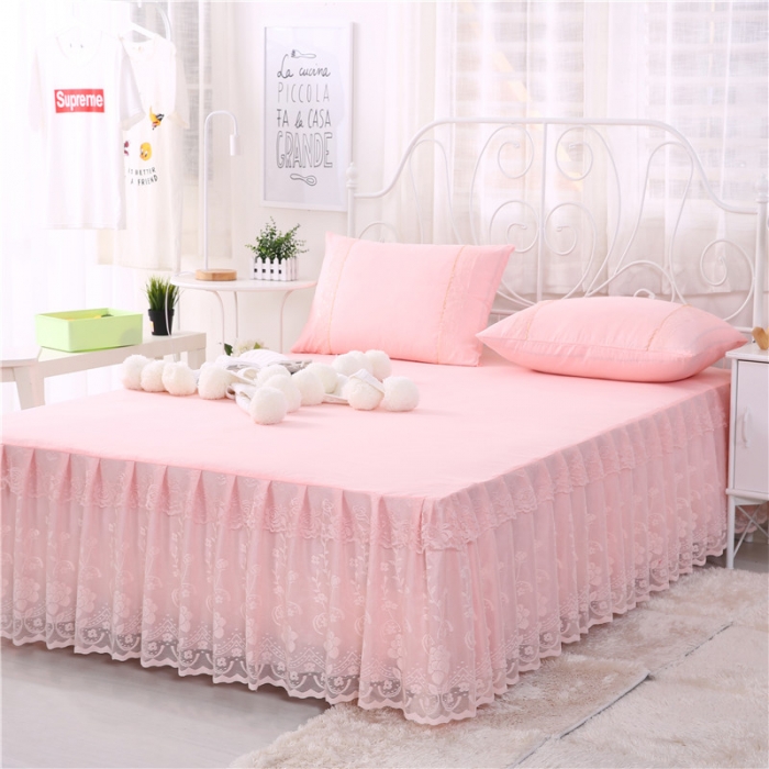 91家纺网 家纺一手货源 找家纺 情恒家纺 2019新款蕾丝床裙系列月满花香 玉色