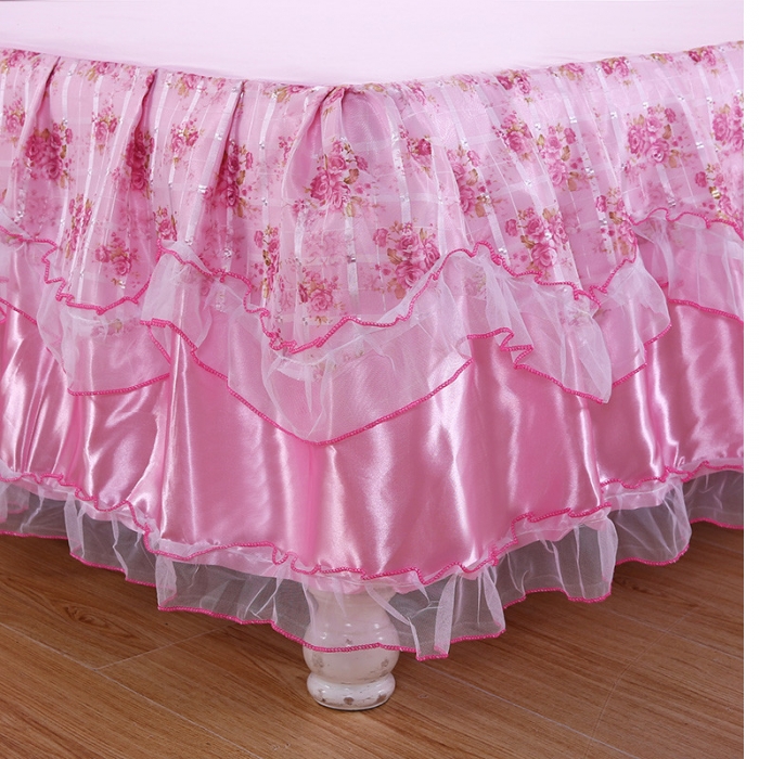 91家纺网 家纺一手货源 找家纺 情恒家纺 2019新款蕾丝床裙系列公主佳人 粉色