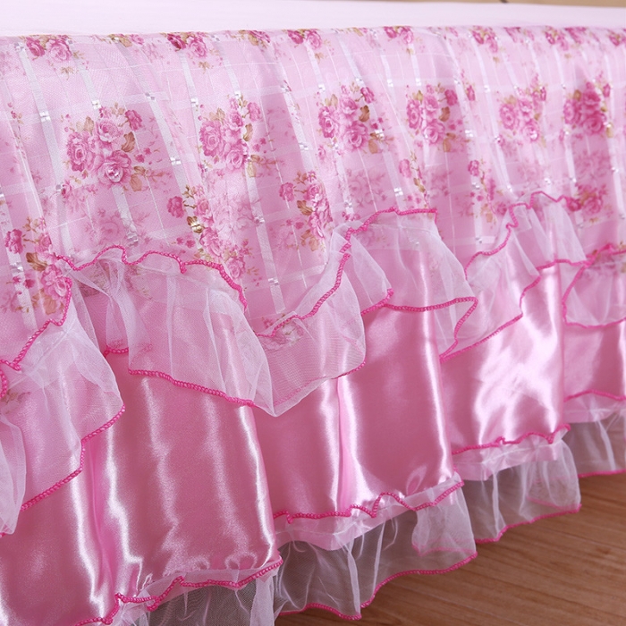 91家纺网 家纺一手货源 找家纺 情恒家纺 2019新款蕾丝床裙系列公主佳人 粉色
