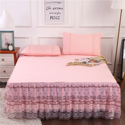 91家纺网 家纺一手货源 找家纺 情恒家纺 2019新款蕾丝床裙系列春色怡人 玉色