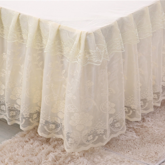 91家纺网 家纺一手货源 找家纺 情恒家纺 2019新款蕾丝床裙系列月满花香 米黄