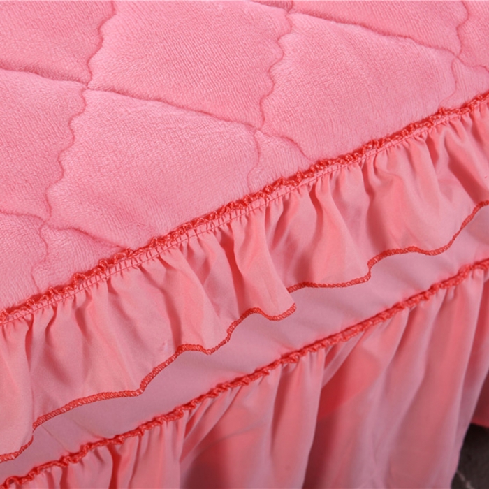 91家纺网 家纺一手货源 找家纺 情恒家纺 2020新款法莱绒夹棉床裙 粉玉