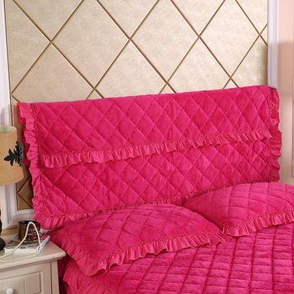 91家纺网 家纺一手货源 找家纺 情恒家纺 2020新款法莱绒夹棉床头罩大靠背靠垫 玫红