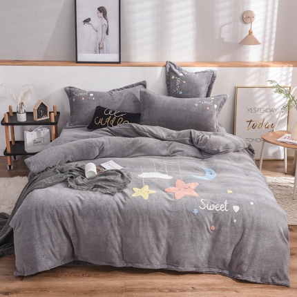 91家纺网 家纺一手货源 找家纺 （总）梵克保罗 2020新款牛奶绒宝宝绒毛巾绣四件套