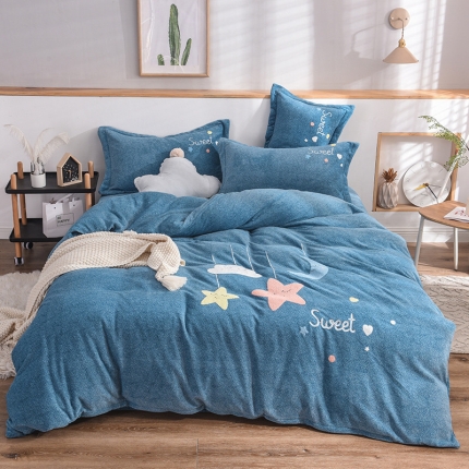 91家纺网 家纺一手货源 找家纺 （总）梵克保罗 2020新款牛奶绒宝宝绒毛巾绣四件套