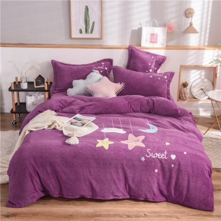 91家纺网 家纺一手货源 找家纺 （总）梵克保罗 2020新款牛奶绒宝宝绒毛巾绣四件套