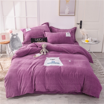 91家纺网 家纺一手货源 找家纺 （总）梵克保罗 2020新款牛奶绒宝宝绒毛巾绣四件套