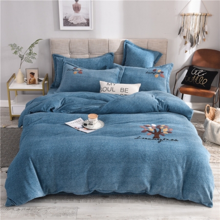 91家纺网 家纺一手货源 找家纺 （总）梵克保罗 2020新款牛奶绒宝宝绒毛巾绣四件套