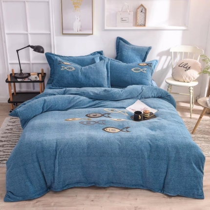 91家纺网 家纺一手货源 找家纺 （总）梵克保罗 2020新款牛奶绒宝宝绒毛巾绣四件套