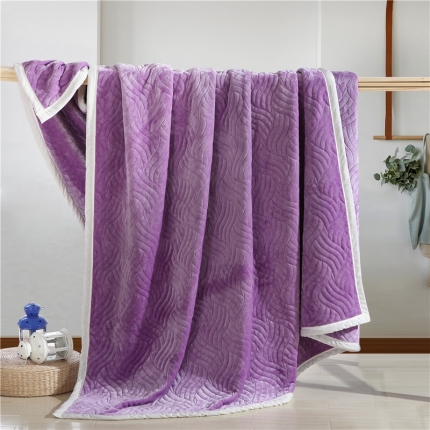 乐艺家纺  双层绗绣复合毯淡紫