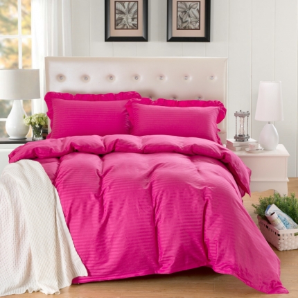 91家纺网 家纺一手货源 找家纺 （总）爱妮玖玖 2019全棉纯色缎条单层床罩四件套