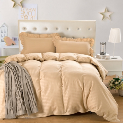 91家纺网 家纺一手货源 找家纺 （总）爱妮玖玖 2019全棉纯色缎条单层床罩四件套