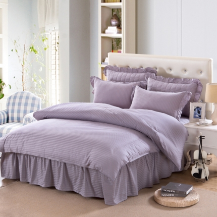 91家纺网 家纺一手货源 找家纺 （总）爱妮玖玖 2019全棉纯色段条夹棉床罩四件套