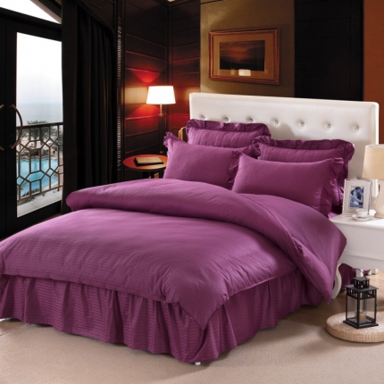 91家纺网 家纺一手货源 找家纺 （总）爱妮玖玖 2019全棉纯色段条夹棉床罩四件套