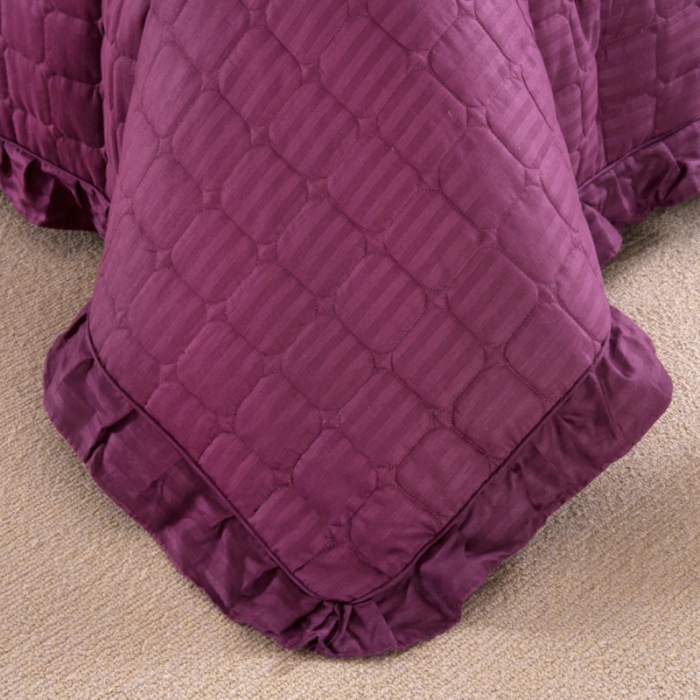 91家纺网 家纺一手货源 找家纺 （总）爱妮玖玖 2019全棉全套夹棉纯色缎条床裙四件套