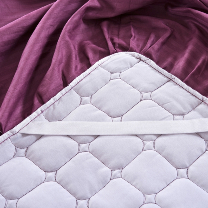 91家纺网 家纺一手货源 找家纺 （总）爱妮玖玖 2019全棉全套夹棉纯色缎条床裙四件套