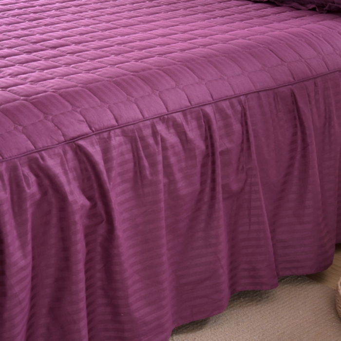 91家纺网 家纺一手货源 找家纺 （总）爱妮玖玖 2019全棉全套夹棉纯色缎条床裙四件套