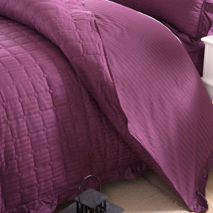 91家纺网 家纺一手货源 找家纺 （总）爱妮玖玖 2019全棉全套夹棉纯色缎条床裙四件套