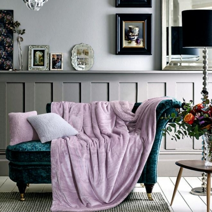 网客家纺 ULTIMATE顶 级羊羔绒毛毯升级版藕色