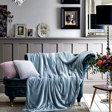 网客家纺 ULTIMATE顶 级羊羔绒毛毯升级版孔雀蓝