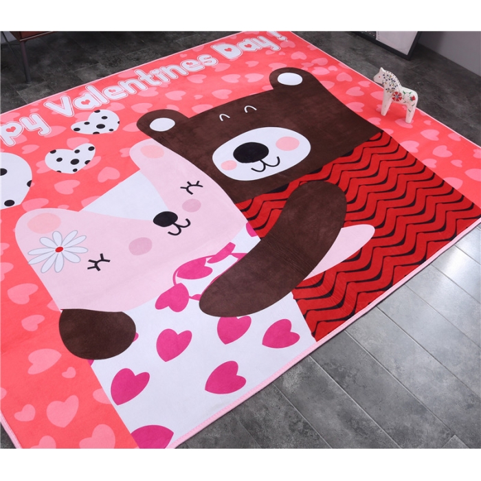 91家纺网 家纺一手货源 找家纺 网客家纺 北欧大版数码印花地垫 抱抱熊