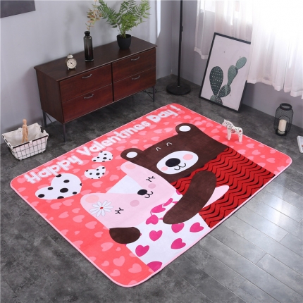 网客家纺 北欧大版数码印花地垫 抱抱熊