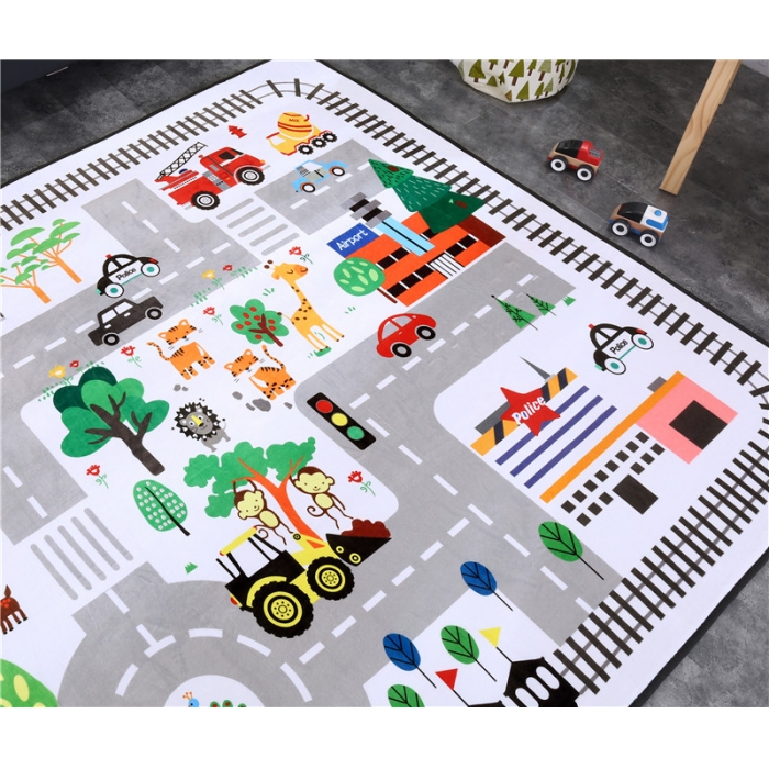 91家纺网 家纺一手货源 找家纺 网客家纺 北欧大版数码印花地垫 城镇街道