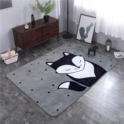 网客家纺 北欧大版数码印花地垫 狐狸先生