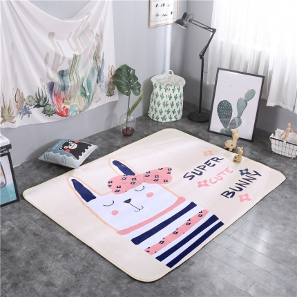 网客家纺 北欧大版数码印花地垫 骄傲兔