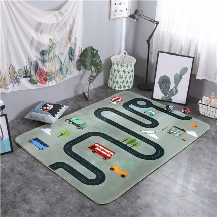 网客家纺 北欧大版数码印花地垫 汽车轨道