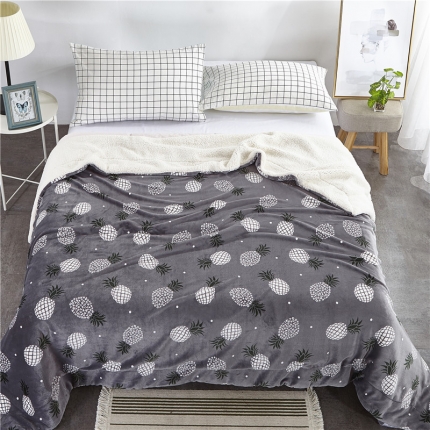 91家纺网 家纺一手货源 找家纺 网客家纺 印花羊羔绒毛毯 菠萝