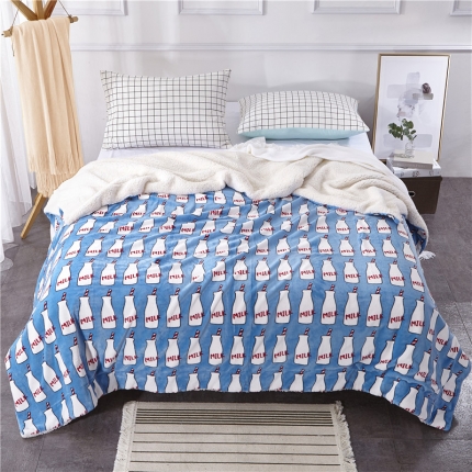 91家纺网 家纺一手货源 找家纺 网客家纺 印花羊羔绒毛毯 奶瓶