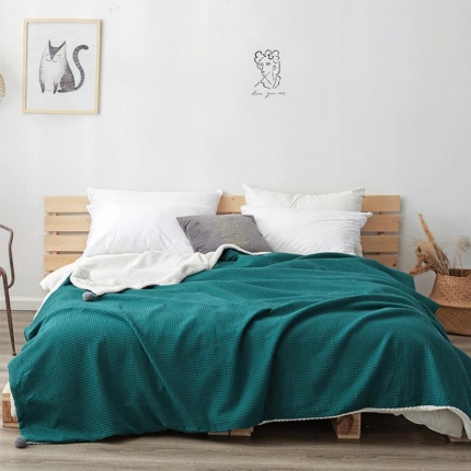 91家纺网 家纺一手货源 找家纺 （总）网客 2024新款华夫格多功能被套毯