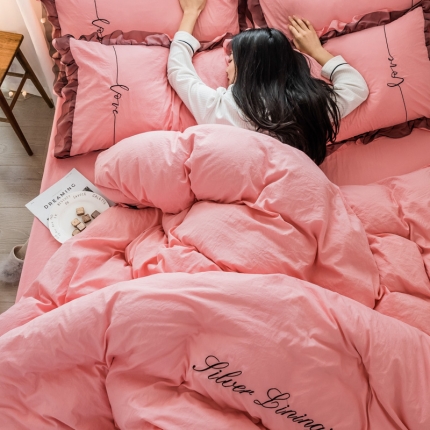 91家纺网 家纺一手货源 找家纺 （总）AB家纺 2019新款水洗棉蕾丝边四件套