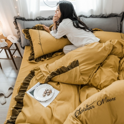 91家纺网 家纺一手货源 找家纺 （总）AB家纺 2019新款水洗棉蕾丝边四件套