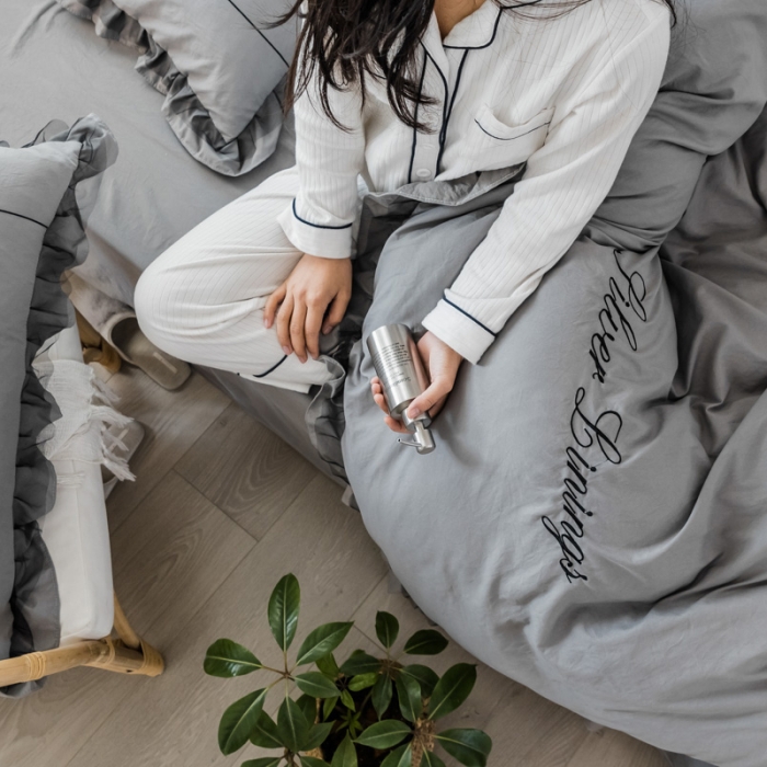 91家纺网 家纺一手货源 找家纺 AB家纺 2019新款水洗棉蕾丝边四件套 中灰