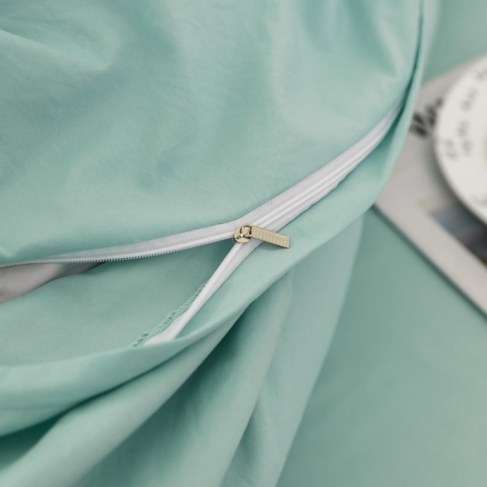 91家纺网 家纺一手货源 找家纺 AB家纺 2019新款水洗棉蕾丝边四件套 薄荷