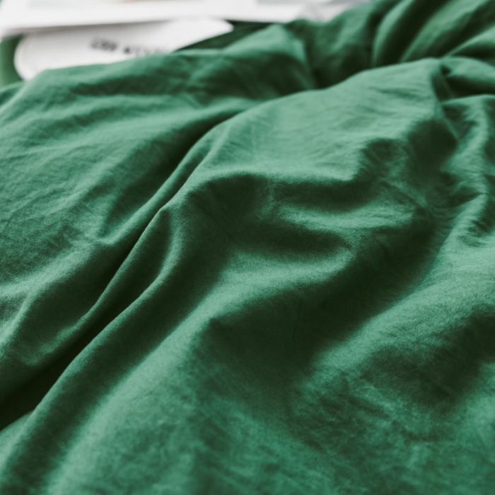 91家纺网 家纺一手货源 找家纺 AB家纺 2019新款水洗棉蕾丝边四件套 墨绿