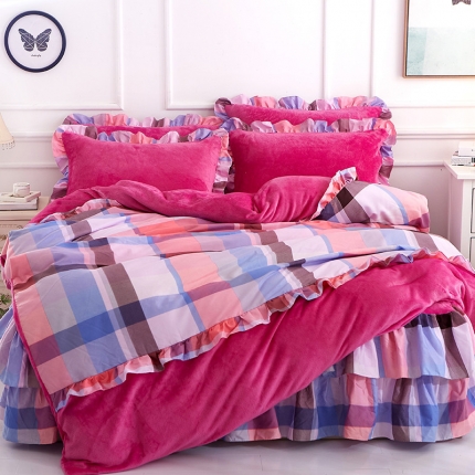 91家纺网 家纺一手货源 找家纺 （总）铠畅家纺 韩版法莱绒床裙四件套