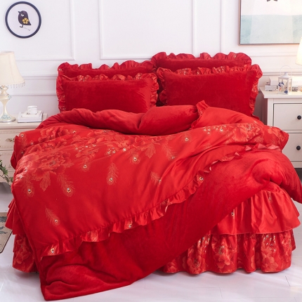 91家纺网 家纺一手货源 找家纺 （总）铠畅家纺 韩版法莱绒床裙四件套