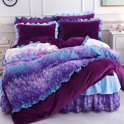 91家纺网 家纺一手货源 找家纺 （总）铠畅家纺 韩版法莱绒床裙四件套