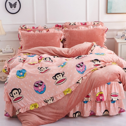 91家纺网 家纺一手货源 找家纺 （总）铠畅家纺 韩版法莱绒床裙四件套