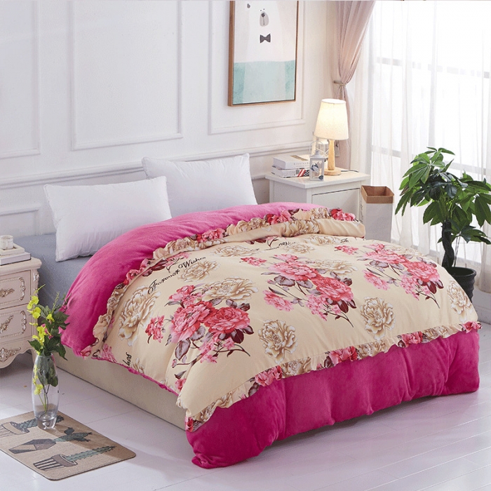 91家纺网 家纺一手货源 找家纺 （总）铠畅 2019韩版法莱绒床裙四件套