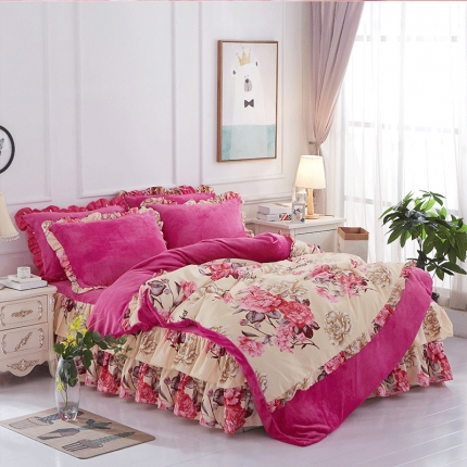 （总）铠畅 2019韩版法莱绒床裙四件套