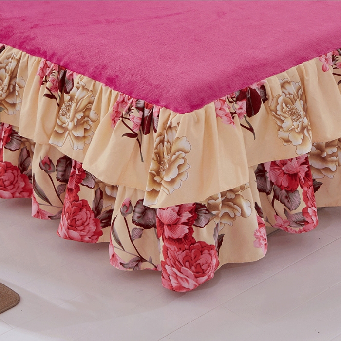 91家纺网 家纺一手货源 找家纺 （总）铠畅 2019韩版法莱绒床裙四件套