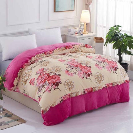 91家纺网 家纺一手货源 找家纺 铠畅 2019韩版法莱绒床裙单被套 花容月貌