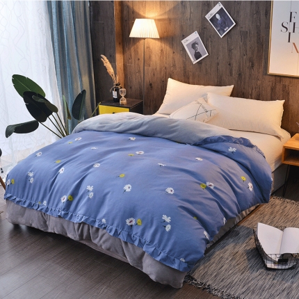 91家纺网 家纺一手货源 找家纺 铠畅 2019韩版法莱绒床裙单被套 小蹴鞠